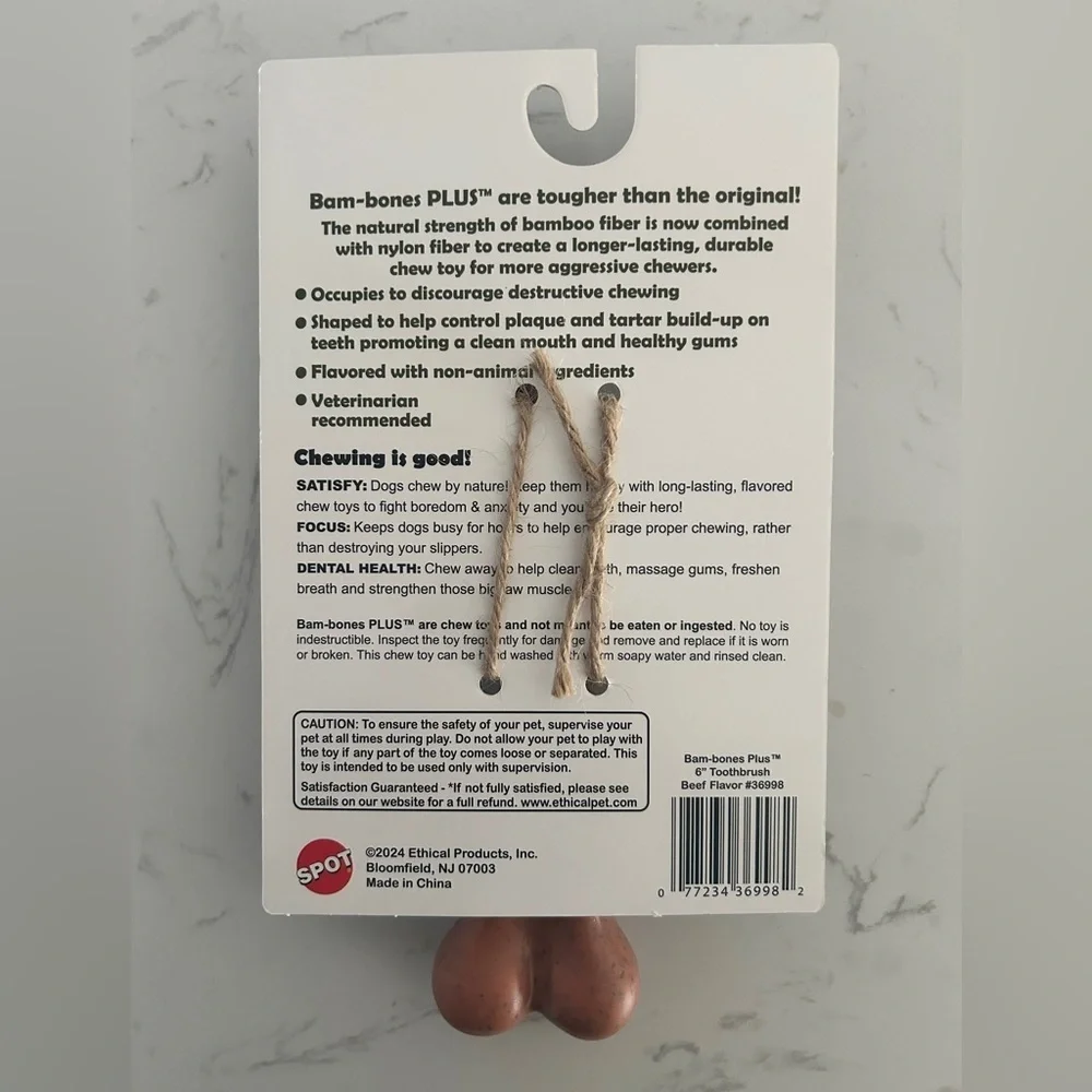 Spot Bam-bones Plus Chew Toy for Dogs - Beef Flavor- NWT